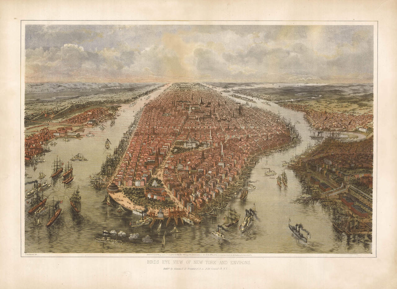 Historic Map - New York City, NY - 1865, image size:1280x933