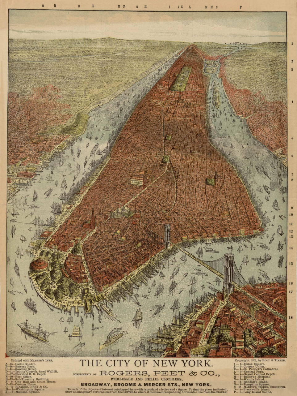 絵画 title:CITY EXPLORER c.1953 New York's Wonder Map Nils Hansell Pictorial Cartoon