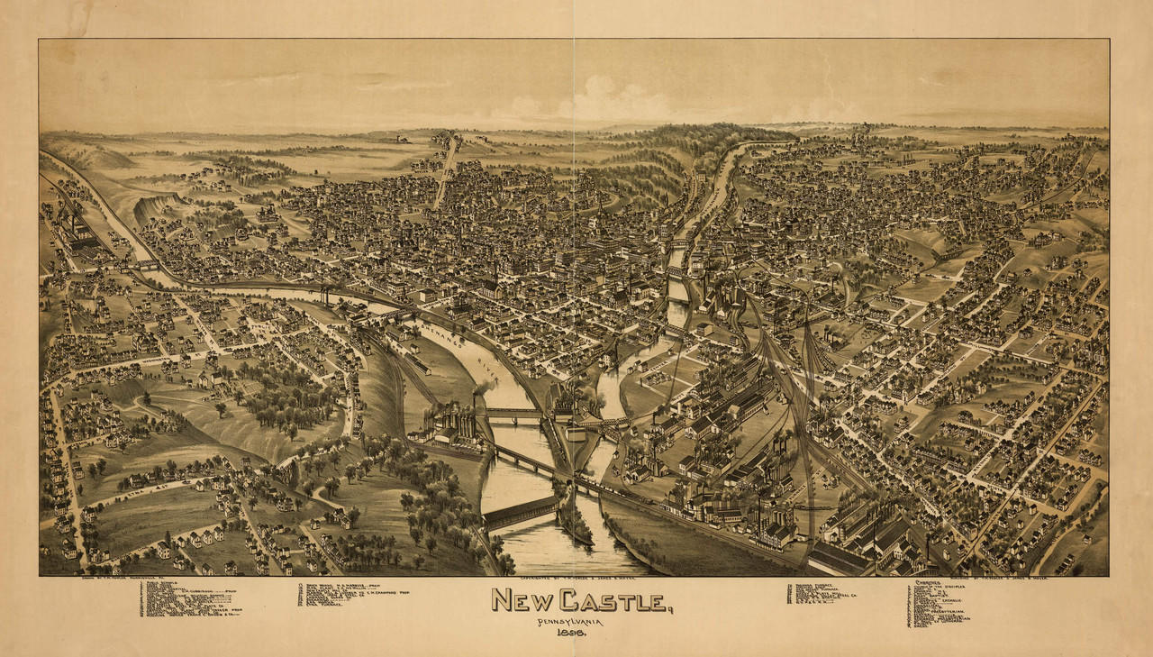 New Castle, PA Vintage Map Print (1896)| World Maps Online