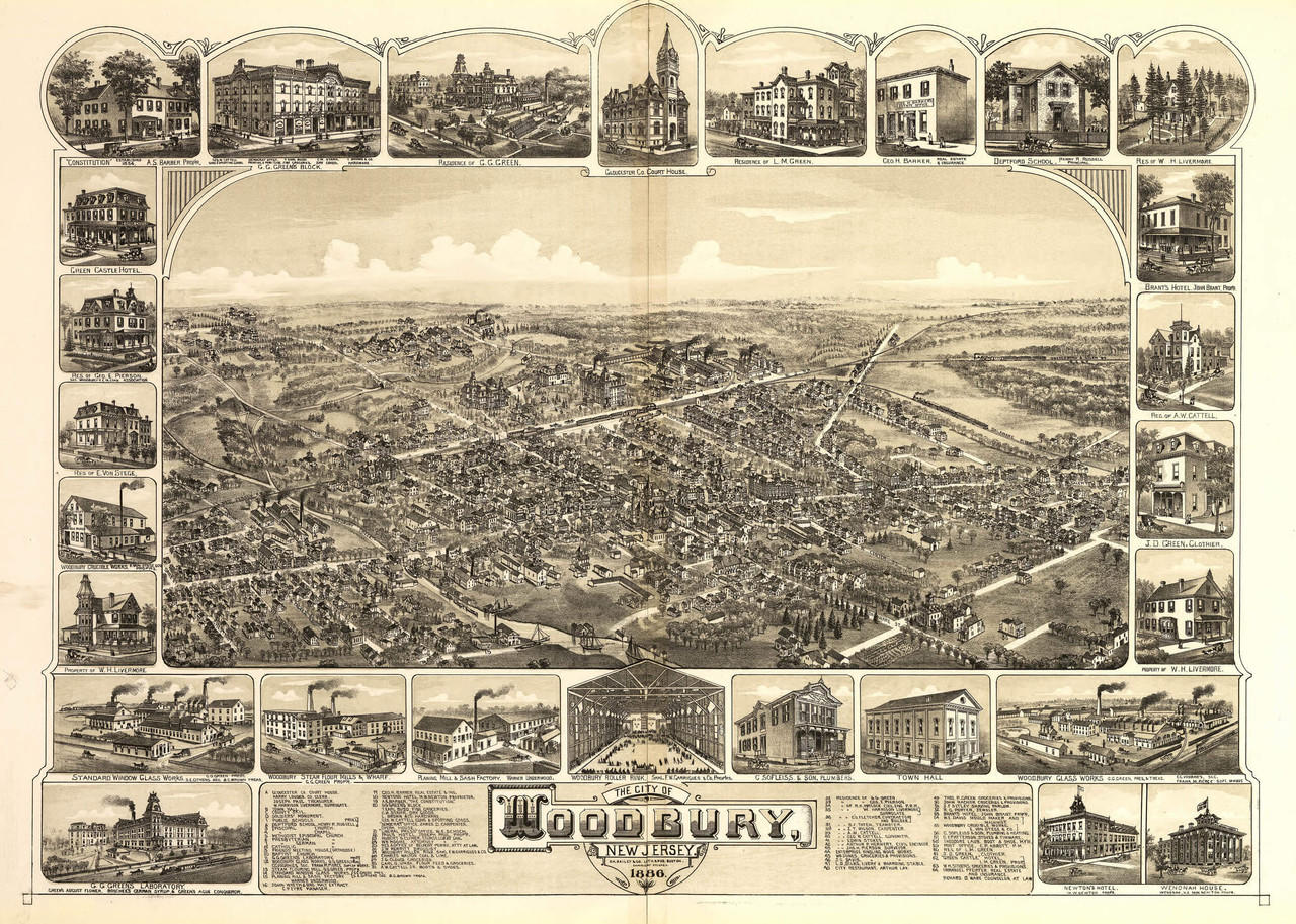 Woodbury, NJ Vintage Map Print (1886)| World Maps Online