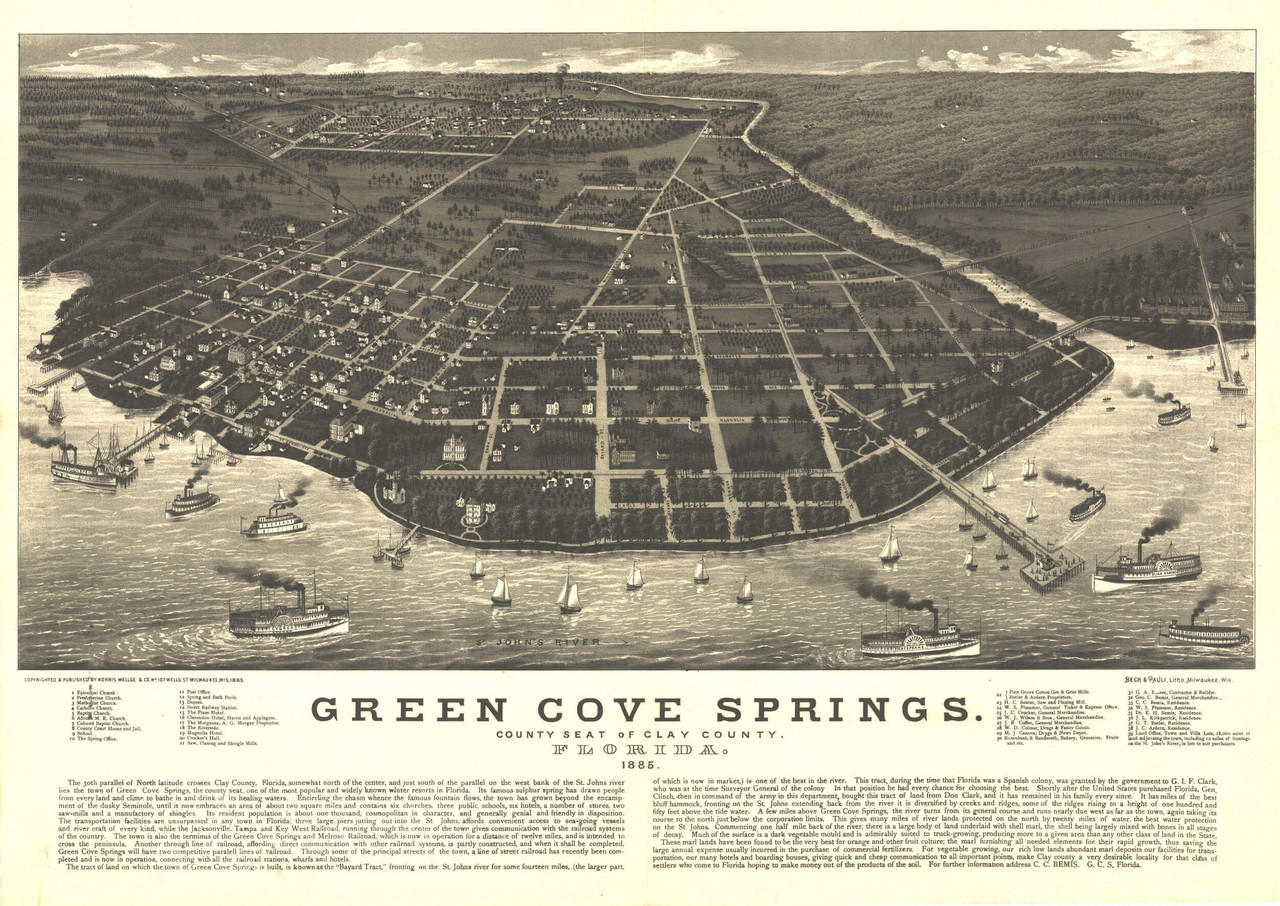 Historic Map - Green Cove Springs, FL - 1885 | World Maps Online