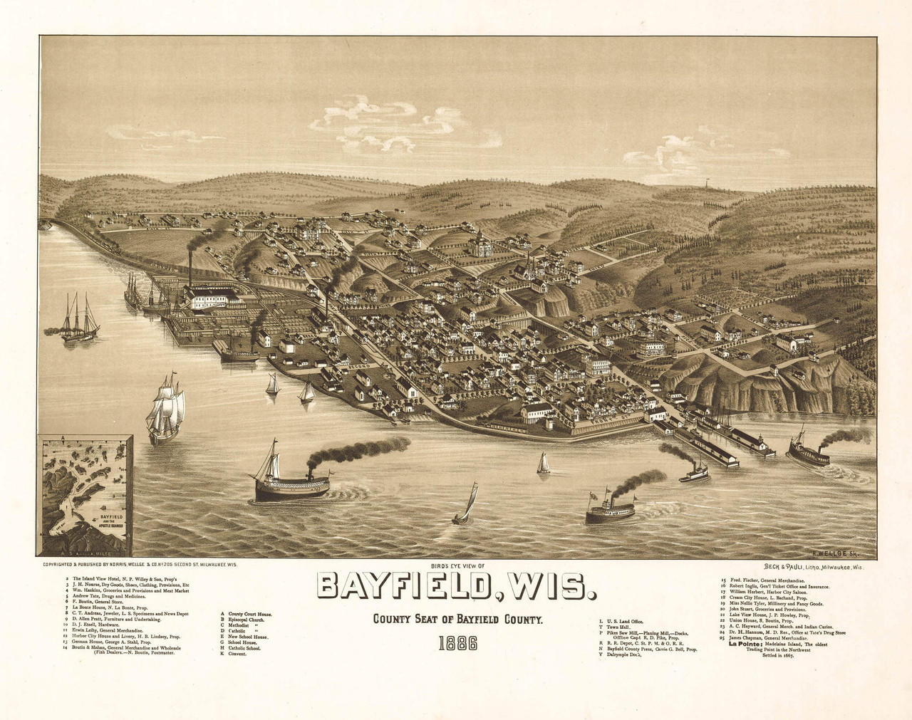 Historic Map - Bayfield, WI - 1886 | World Maps Online