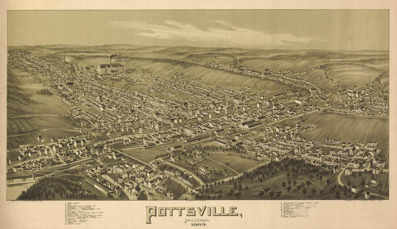 Pottsville, PA Vintage Map Print (1889)| World Maps Online