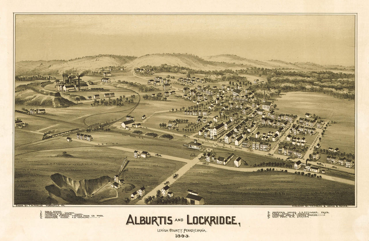 Alburtis & Lockridge, PA Vintage Map Print (1893)| World Maps Online