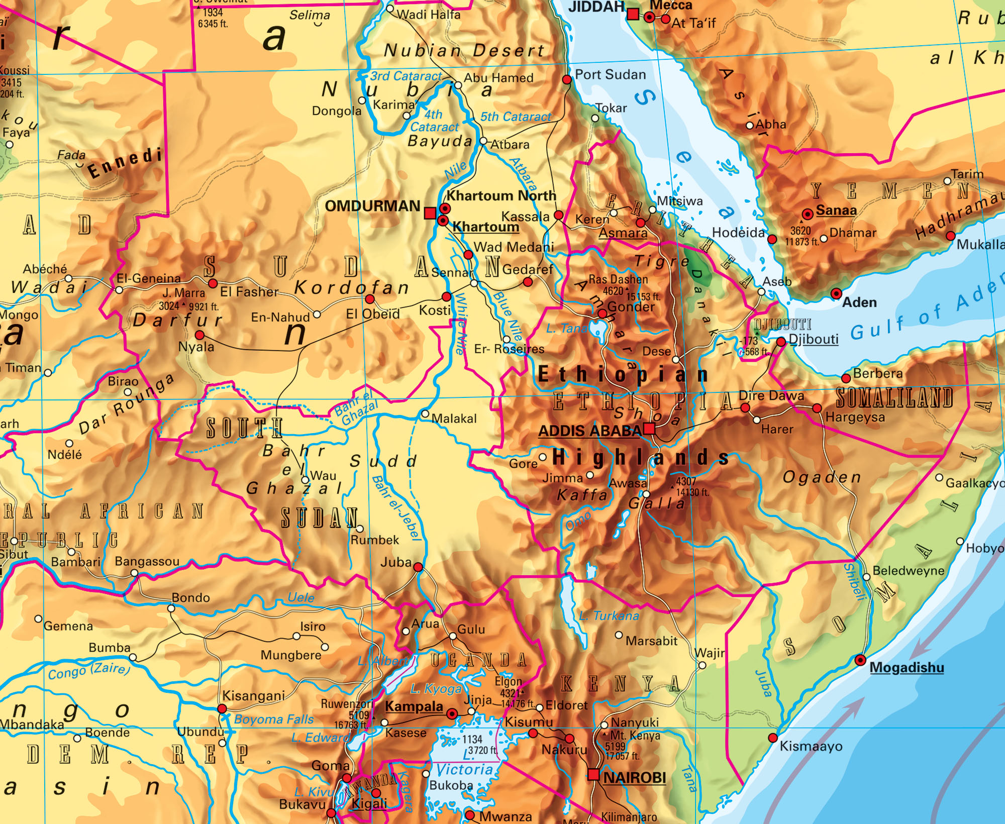 Eastern Africa Physical Map Physical Map Africa Stock Kp 31255 Klett Extra Large Africa Physical Classroom Map Detail 2 