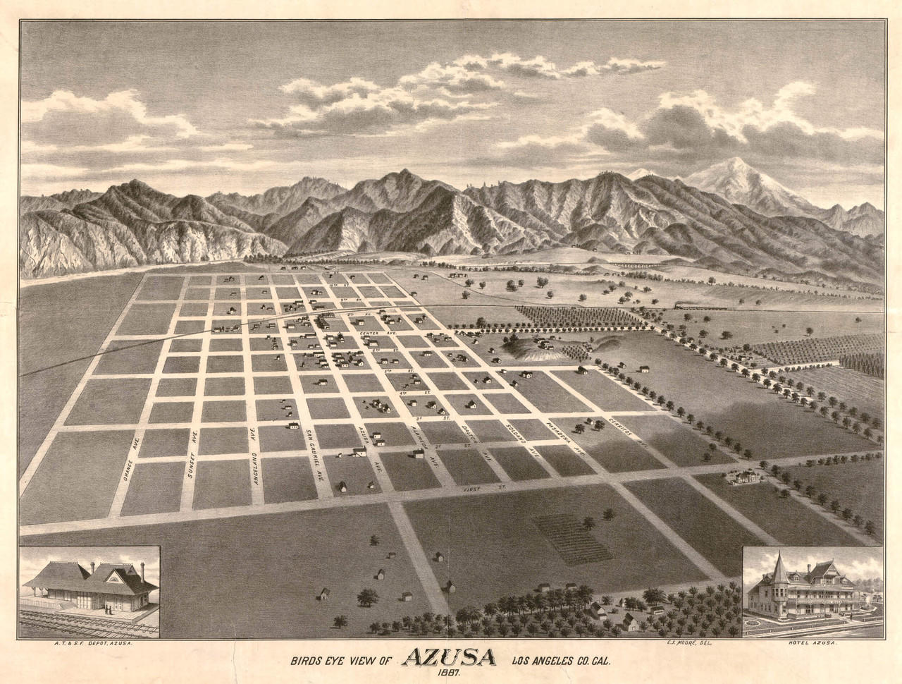 Historical Map of Azusa, CA 1887 World Maps Online