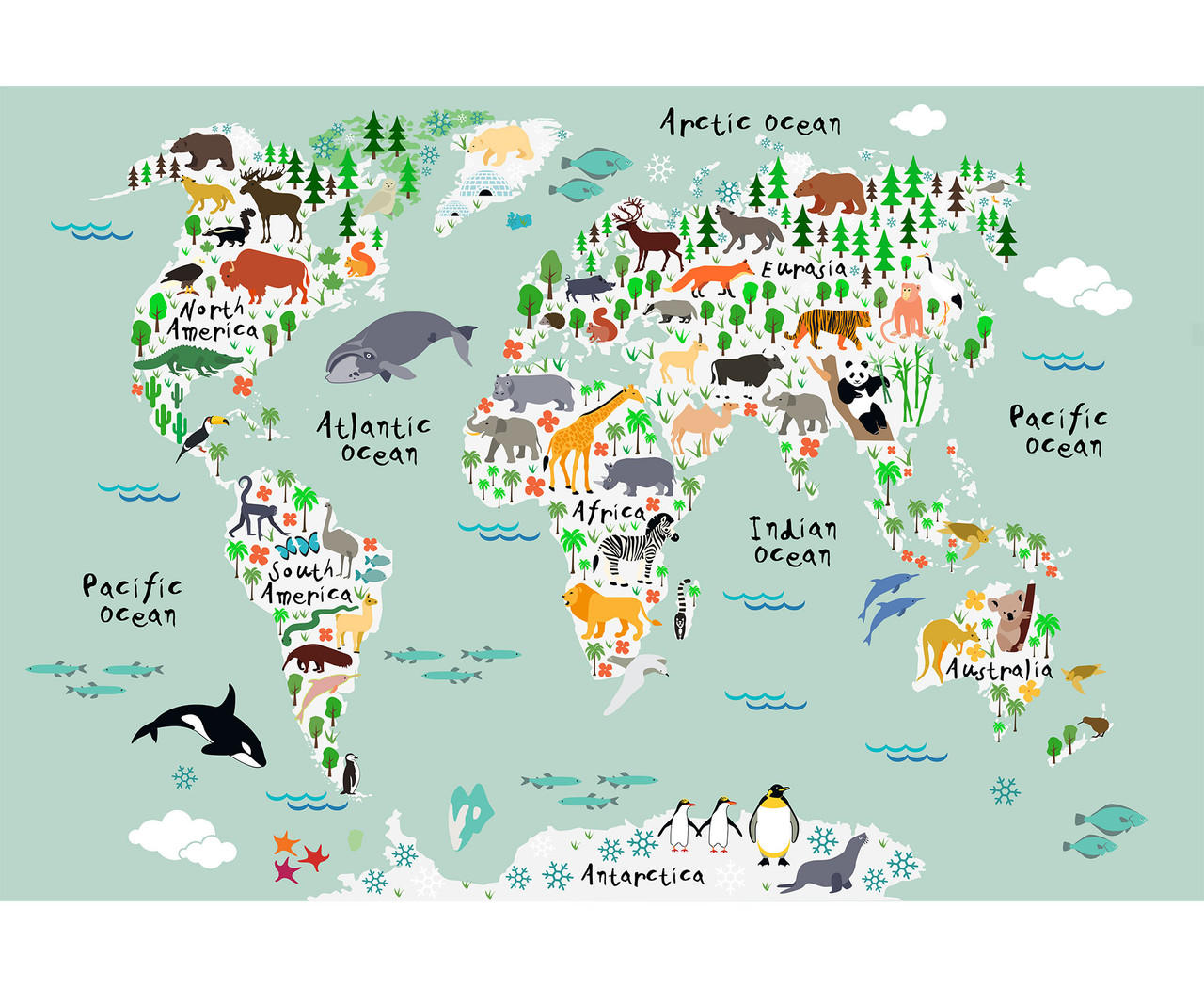 colorful map of the world for kids