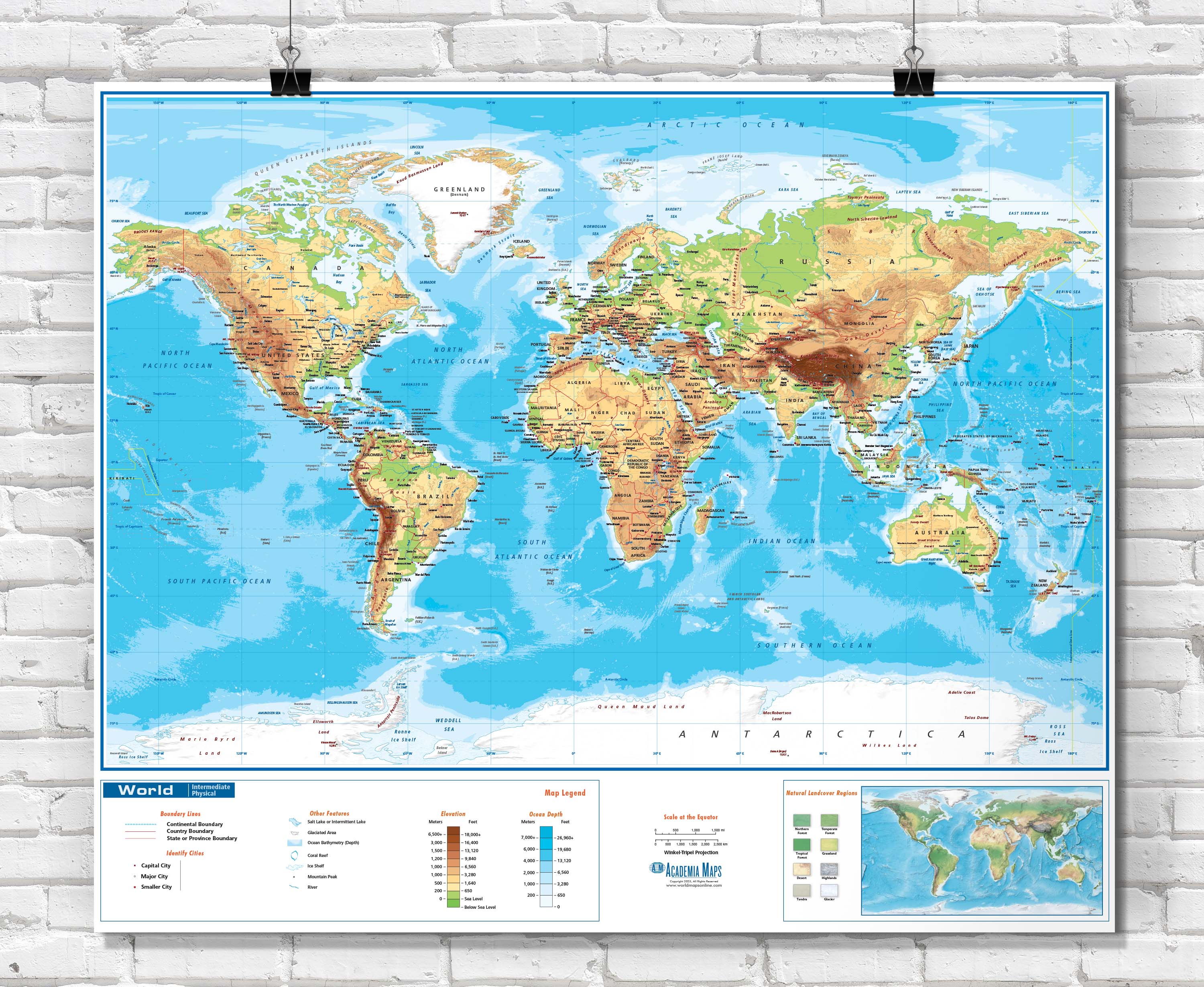 world map of mountains