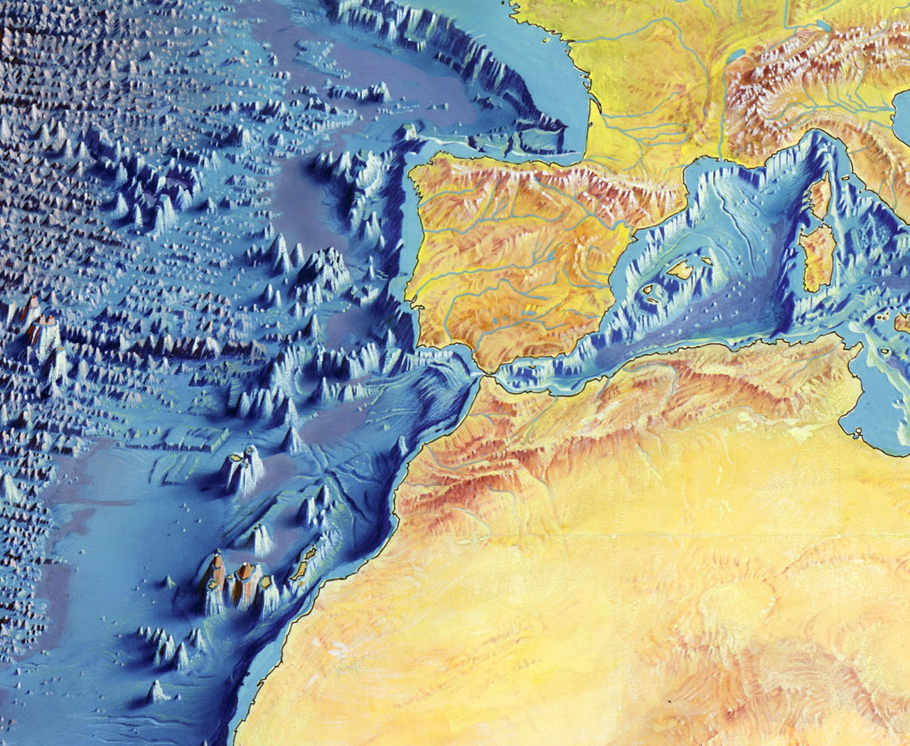 Vintage World Ocean Floor Map 1977 - Bathymetry Map by Heezen-Tharp