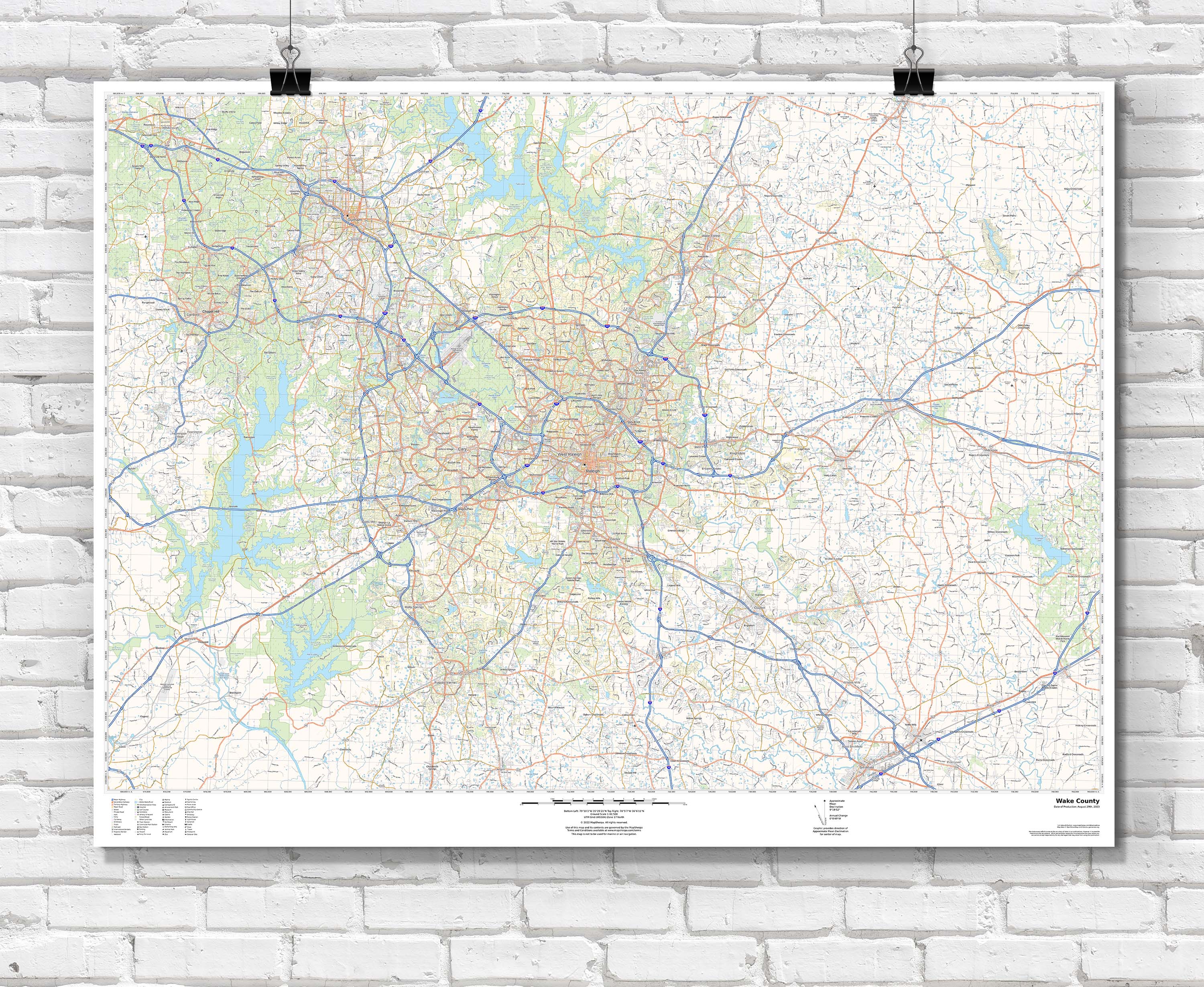 USA Roads and Recreation Custom Area Road Maps Wall Map