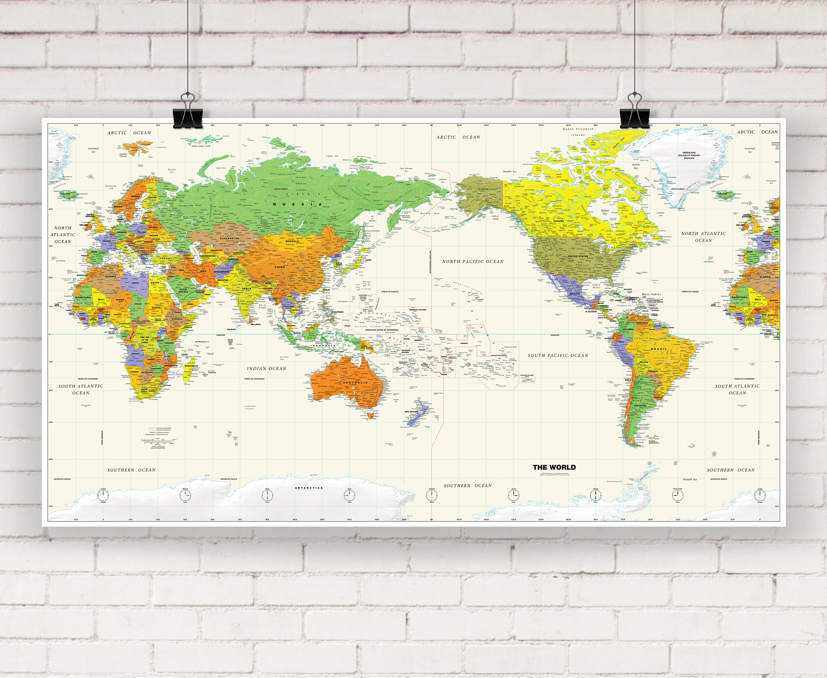 Political World Wall Map - Pacific Rim View | World Maps Online