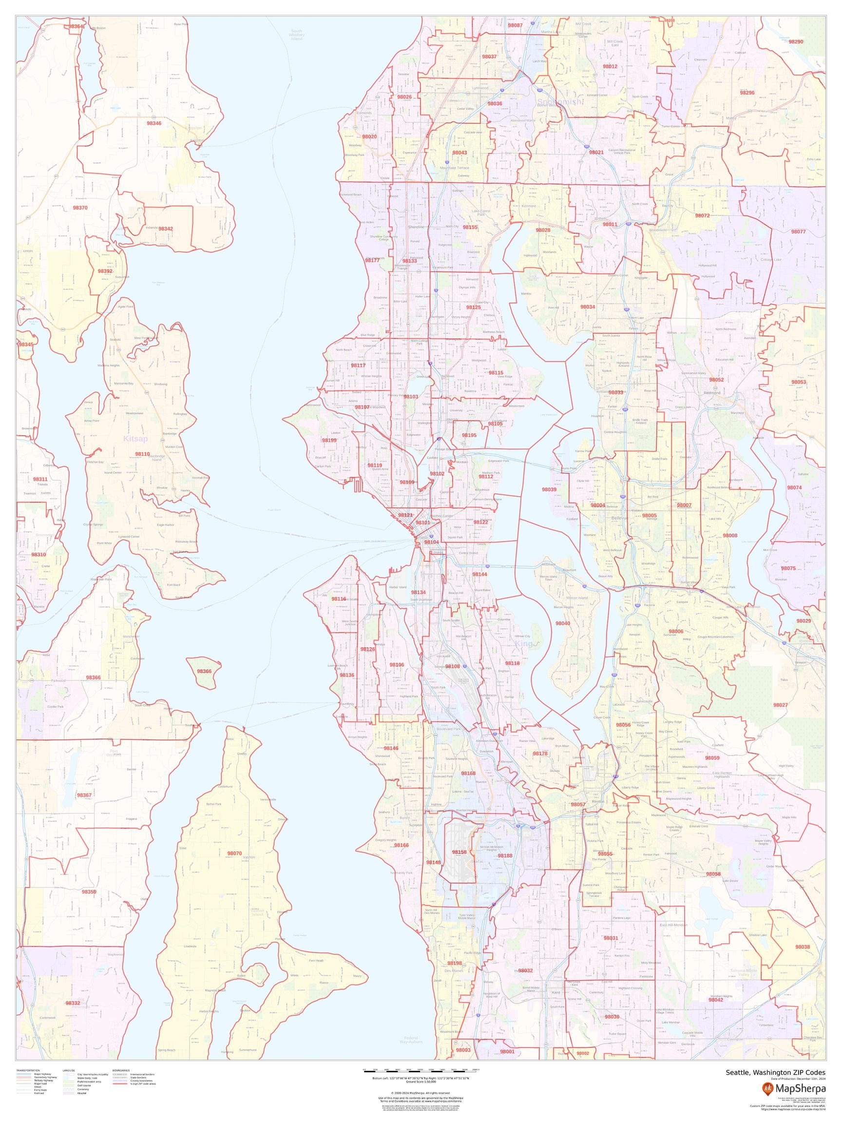 Seattle Zip Code Map Zip Code Map Of All Of Seattle