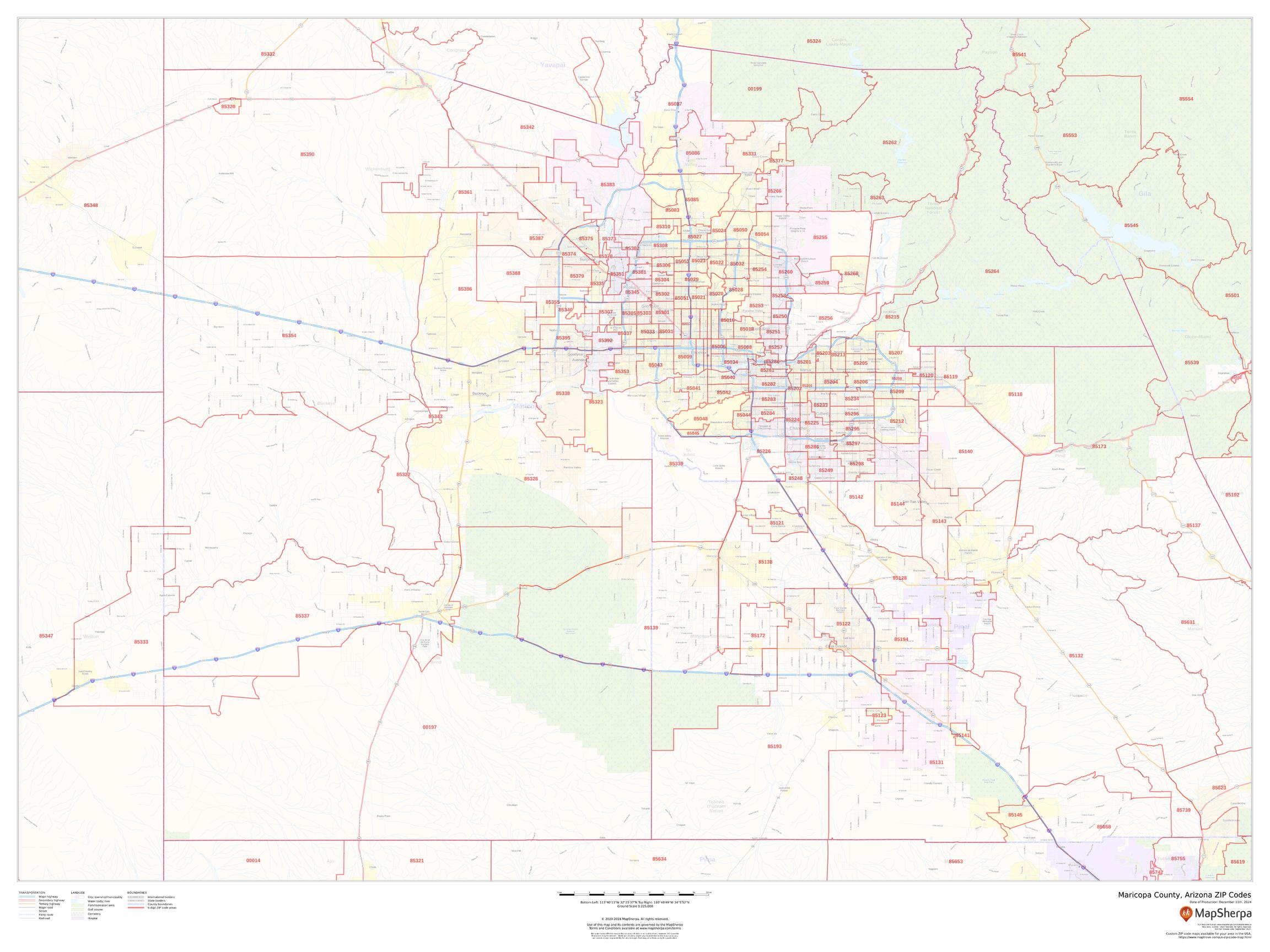 Maricopa County, Arizona ZIP Codes Wall Map