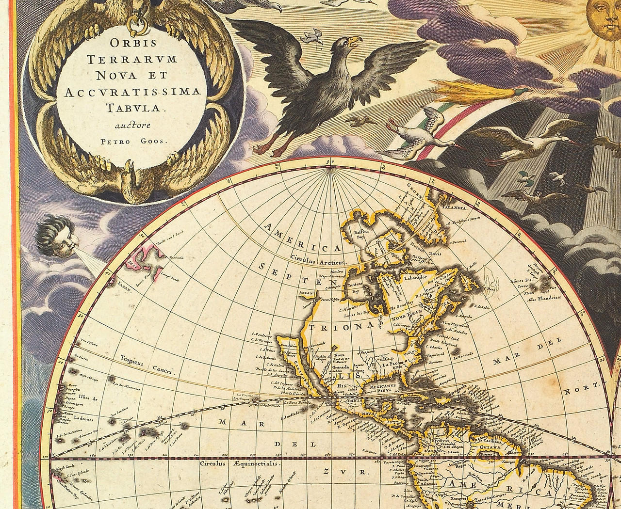 Historic Antique World Map Print - 1668 - Pieter Goos