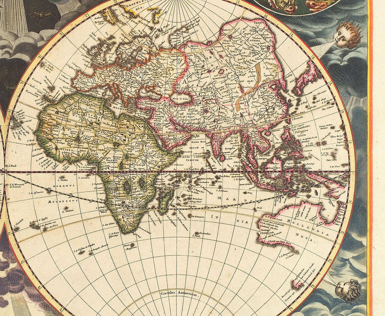 Historic Antique World Map Print - 1668 - Pieter Goos
