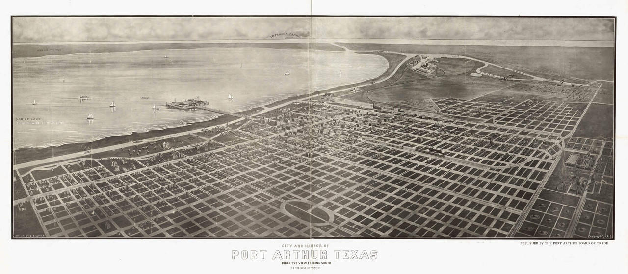 Port Arthur, TX Vintage Map Print (1912)| World Maps Online