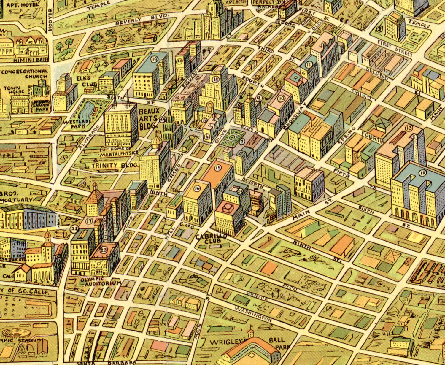 Historic Map - Los Angeles, CA - 1932 | World Maps Online, image size:1500x1230