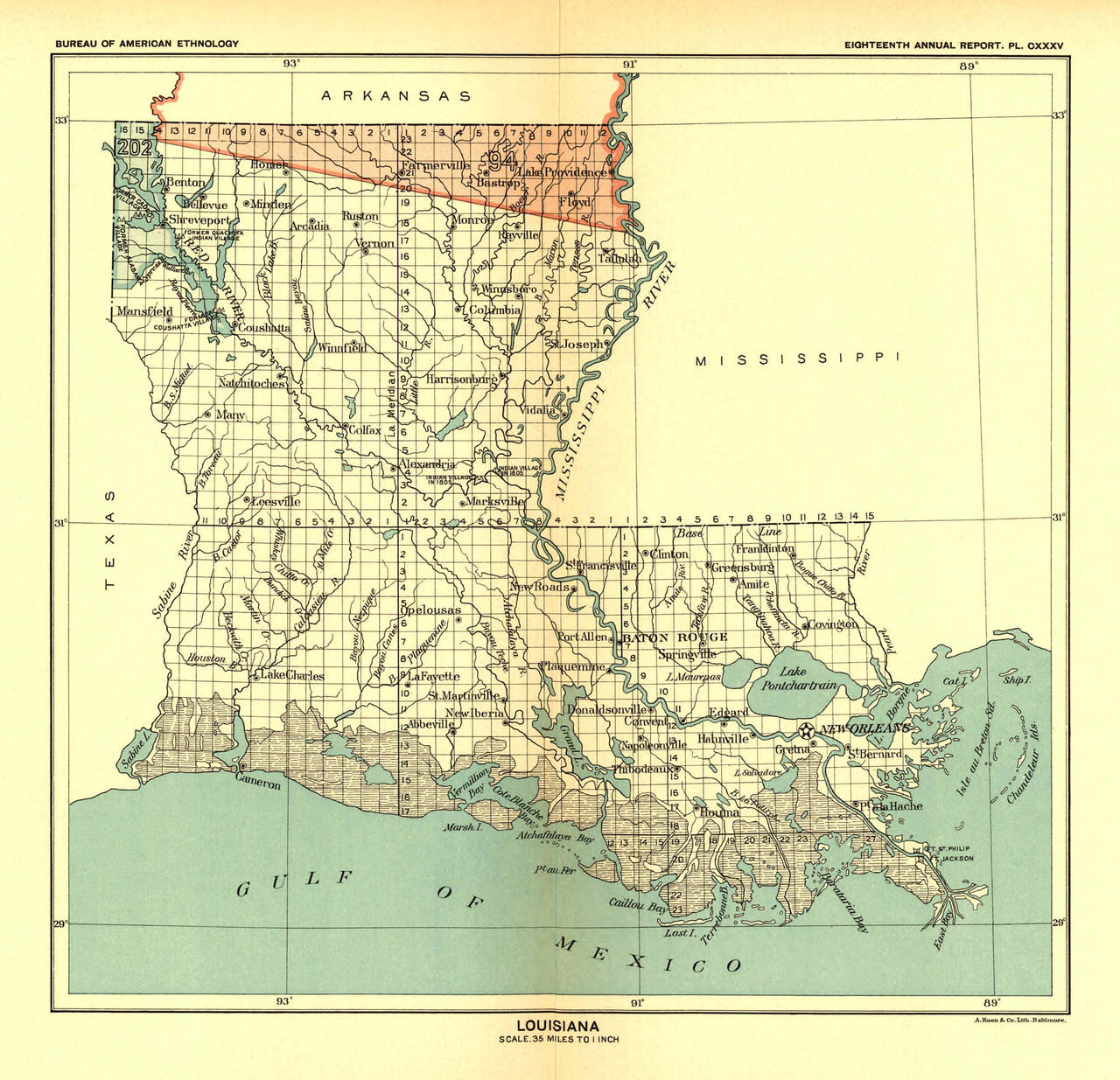 Louisiana Mississippi Arkanasas New Orleans Little Rock Jackson 1885  Tunison map: (1885) Map