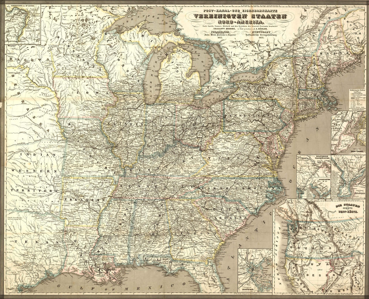 Historic Railroad Map of the United States - 1855 | World
