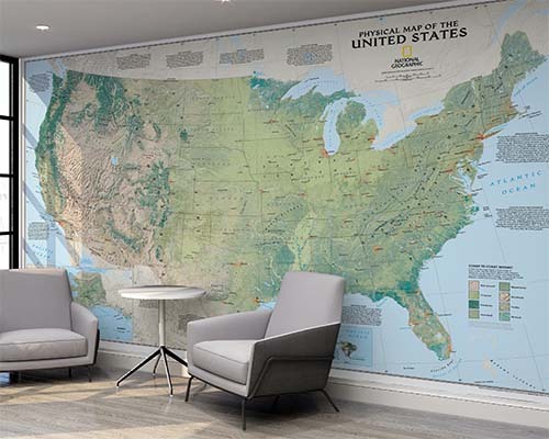 United States Physical Map Murals