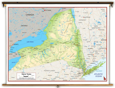 New York State Physical Pull-Down Map | World Maps Online