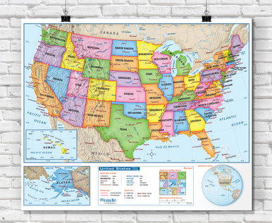 U.S. Primary Learning Political Classroom Wall Map