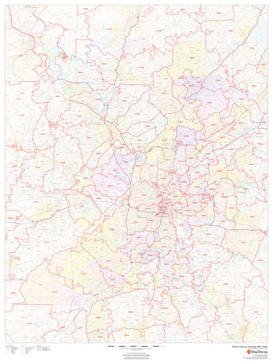 Fulton County, Georgia ZIP Codes Wall Map