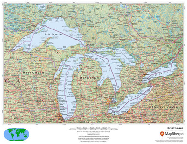 Great Lakes Wall Map