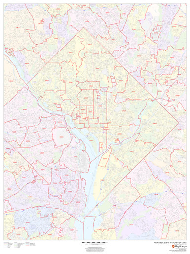 Washington Metropolitan Area ZIP Codes Wall Map