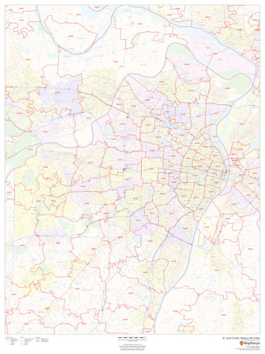 St. Louis County, Missouri ZIP Codes Wall Map