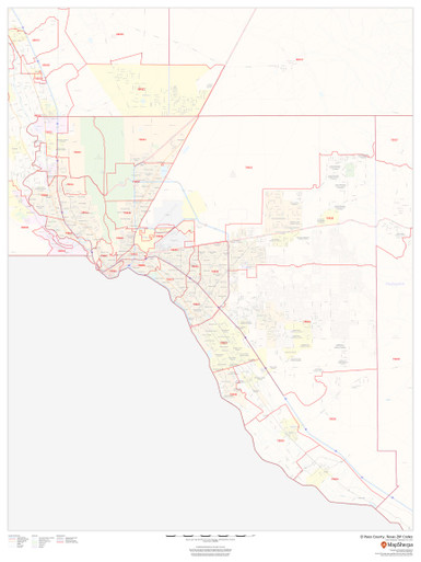 El Paso County, Texas ZIP Codes Wall Map