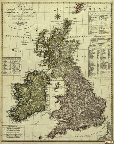 British Isles Vintage Map Print (1801)| World Maps Online