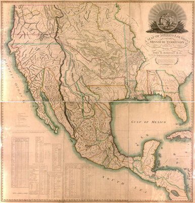 United States and Mexico Vintage Map Print (1820)| World Maps Online