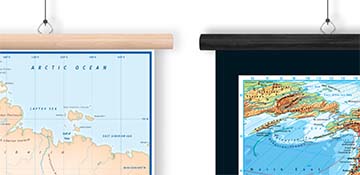 Wood Rail Mounted Map