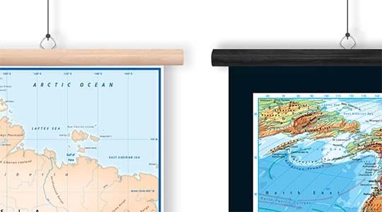 Wood Rail Mounted Map