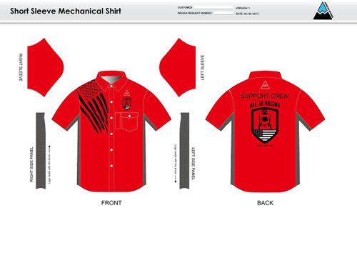 All In Racing Red Adult Mechanic Shirt - UNISEX Sizing