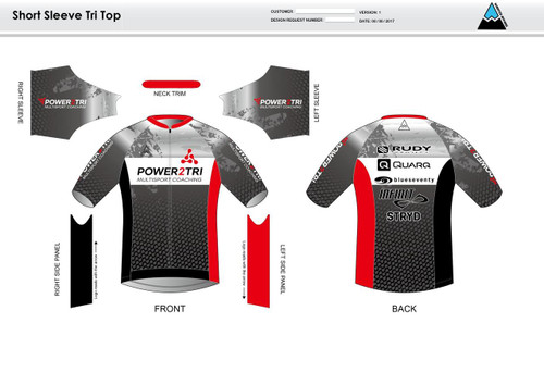 Power2Tri Red Short Sleeve Aero Tri Top