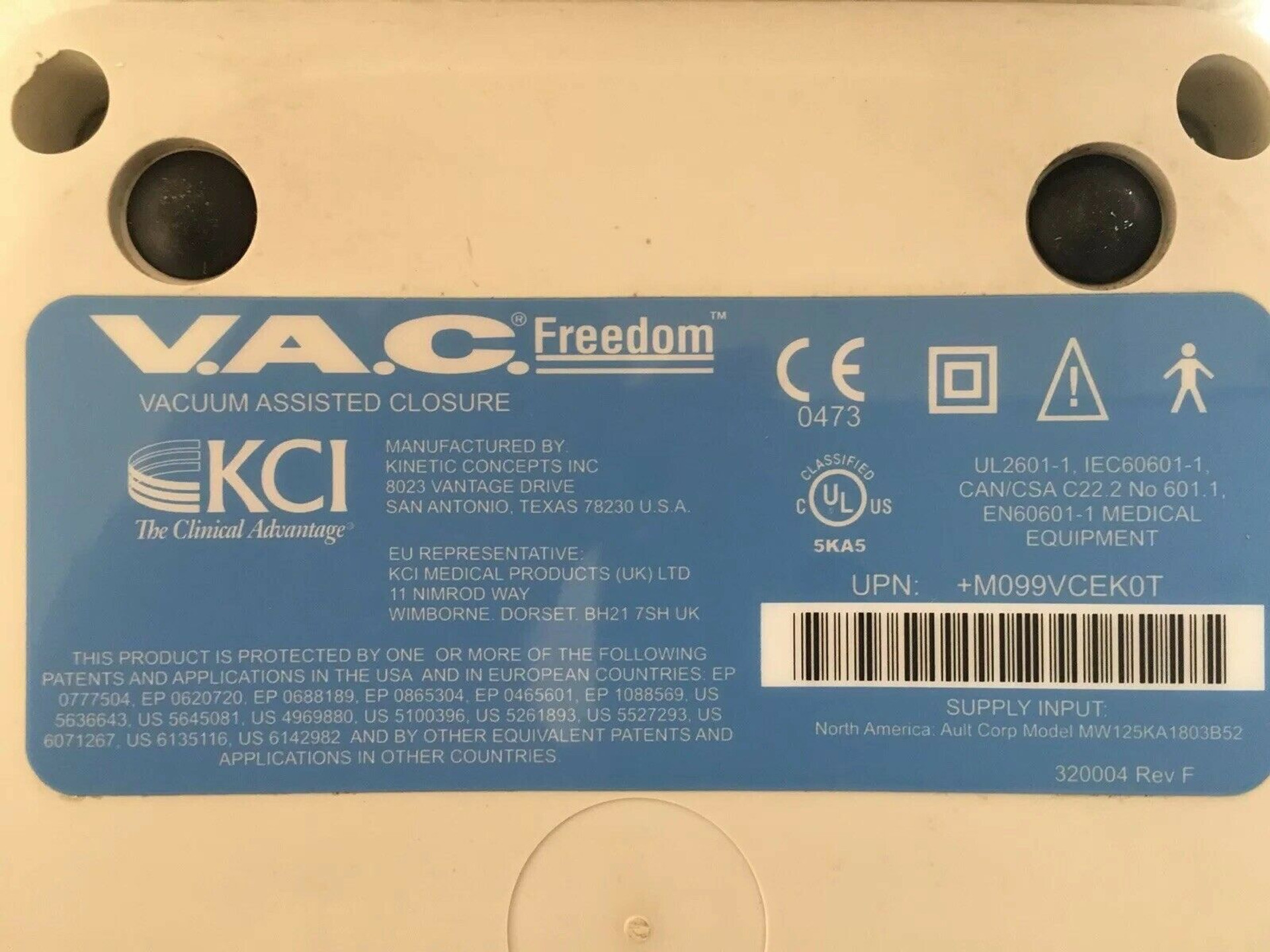 KCI V.A.C. FREEDOM 60050 NEGATIVE PRESSURE WOUND THERAPY WITH CARRIER