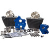 S&S 124" Power Package Kit Chain Drive Oil Cooled for 107" Harley M8 - Highlighted Fins & Chrome Pushrod Tubes