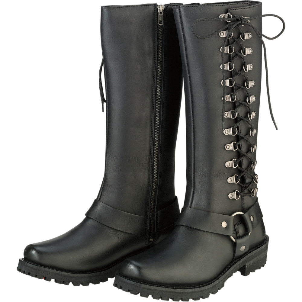 Z1R Women's Savage Black Leather Boots - Get Lowered Cycles