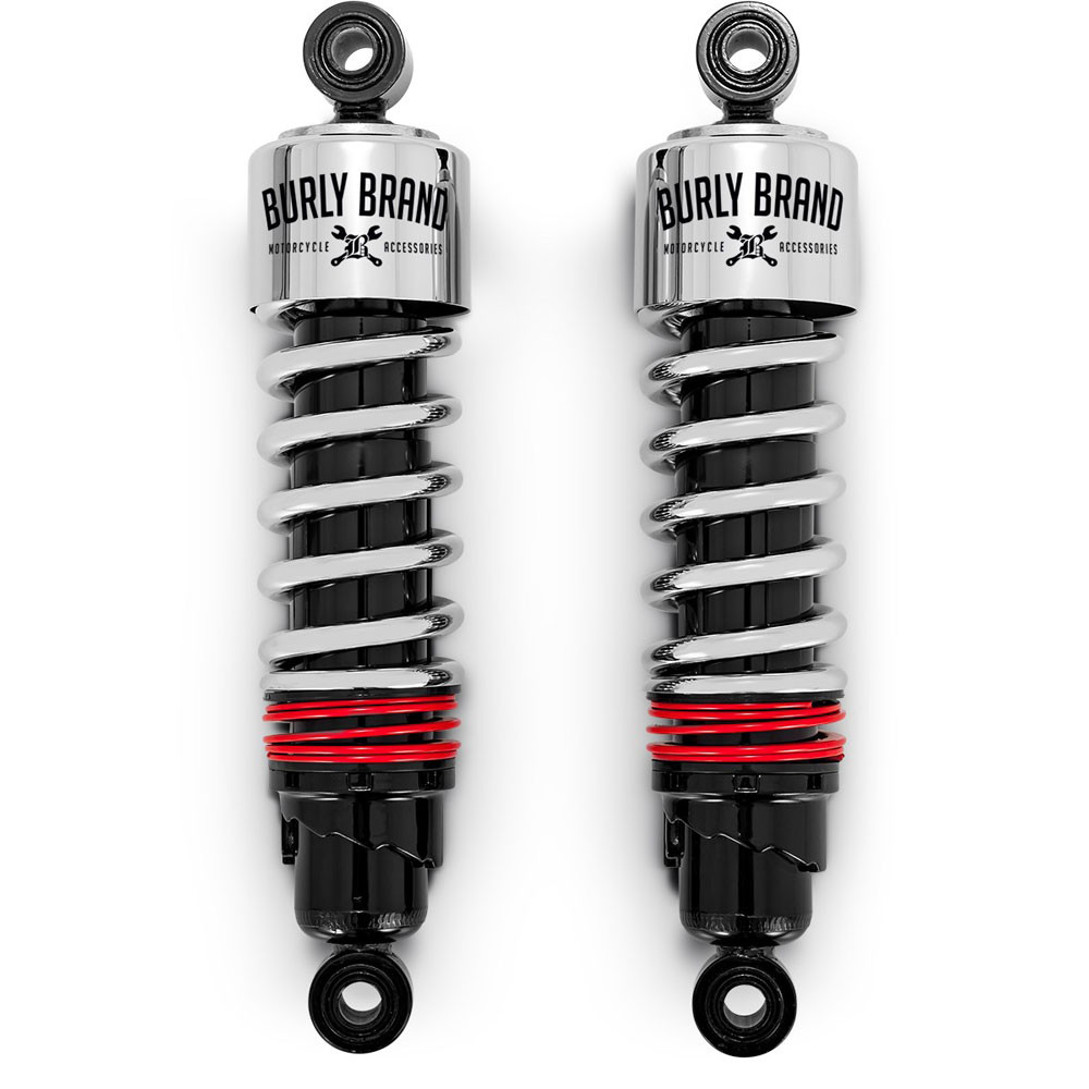 Burly Slammer Plus Shocks for 1980-2020 Harley Touring - Chrome