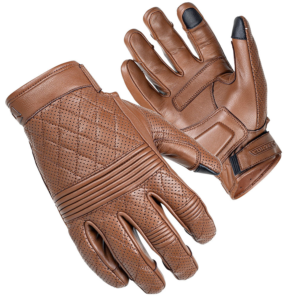 Cortech Scrapper Diamond Quilted Short Cuff Brown Leather Gloves