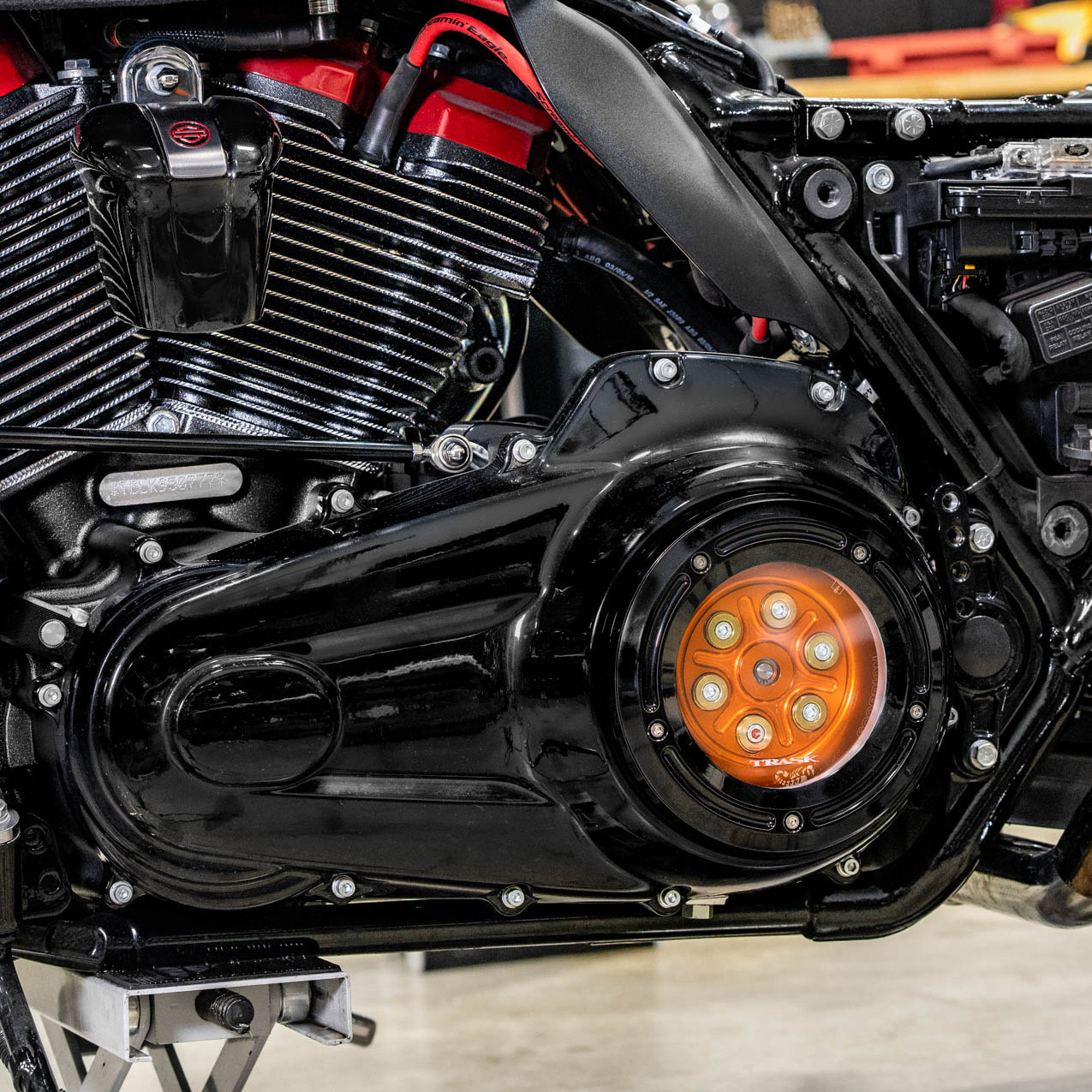 Trask Assault Derby Cover for 19992018 Harley Gloss Black TM