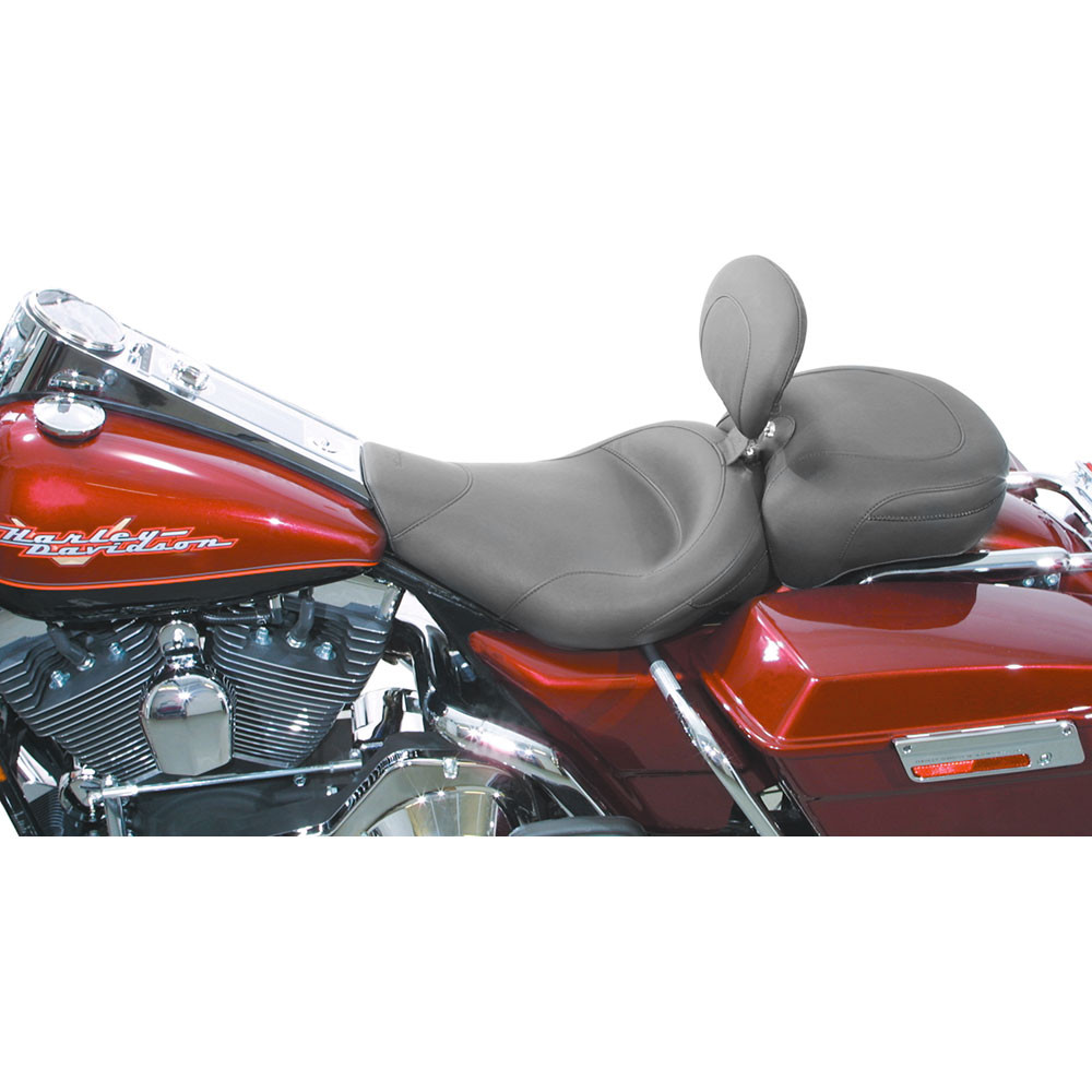 Mustang Wide Touring Solo Seat w/ Backrest for 1997-2007 Harley