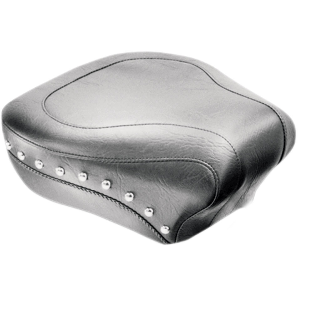 Mustang Black Studded Wide Rear Seat for 2000-2015 Harley FLSTC