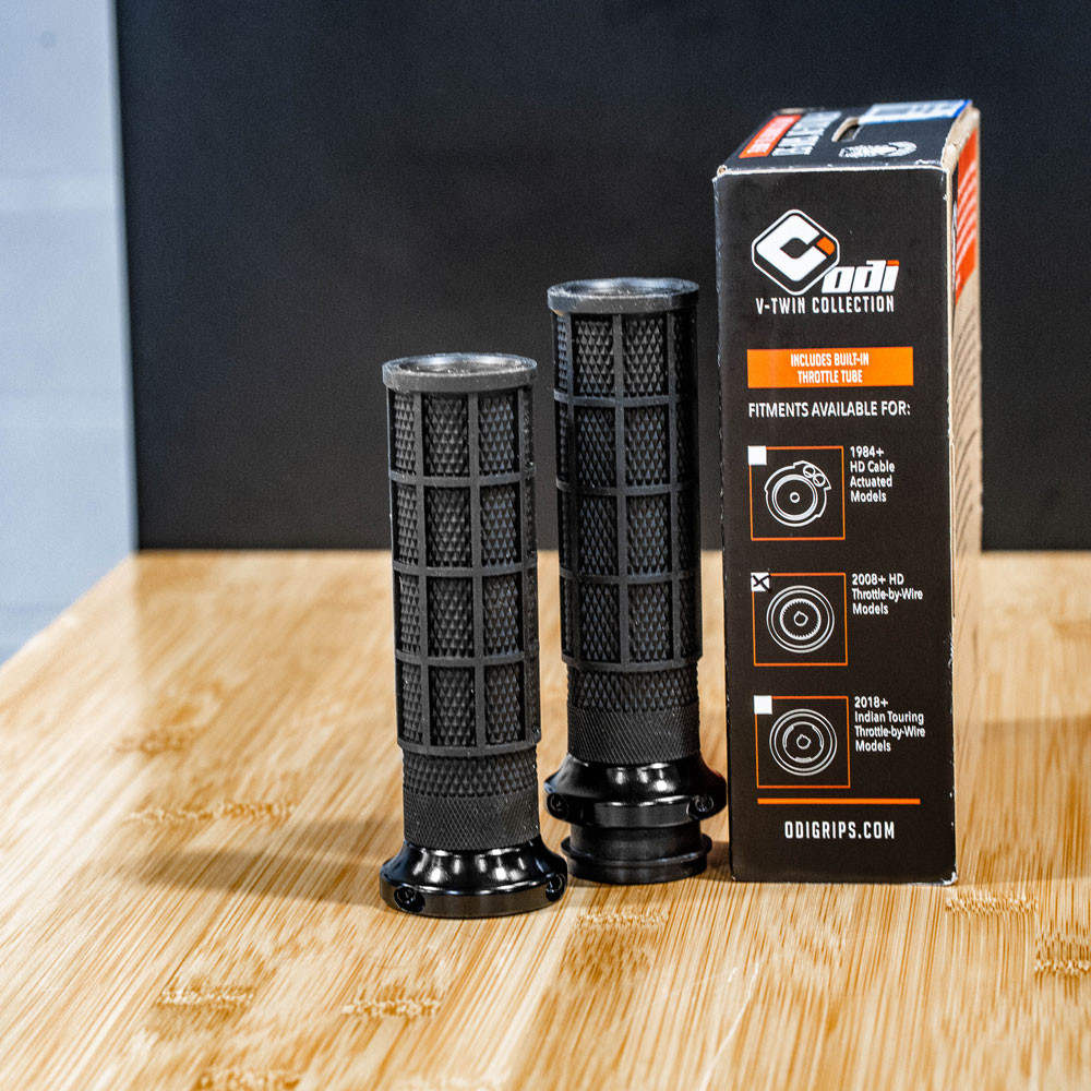 ODI Hart Luck Full Waffle Lock-On Grips for Harley Electronic