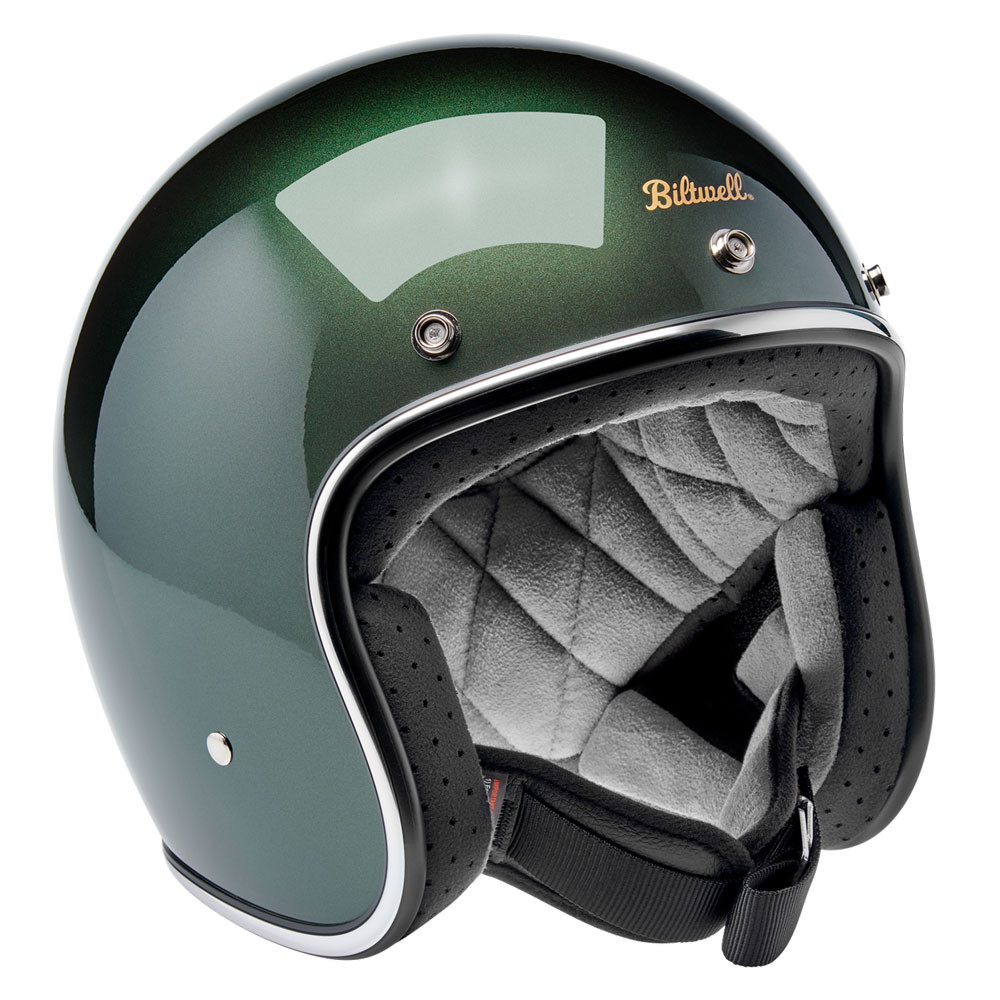 emerald green motorcycle helmet Biltwell Bonanza - Metallic Lightweight and generously padded for comfort. Emerald green