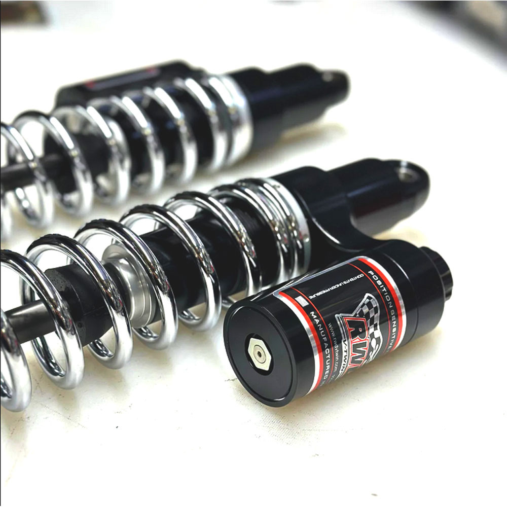 RWD Chrome RS-2 Piggy Back Performance Shocks for 1984-2000 Harley