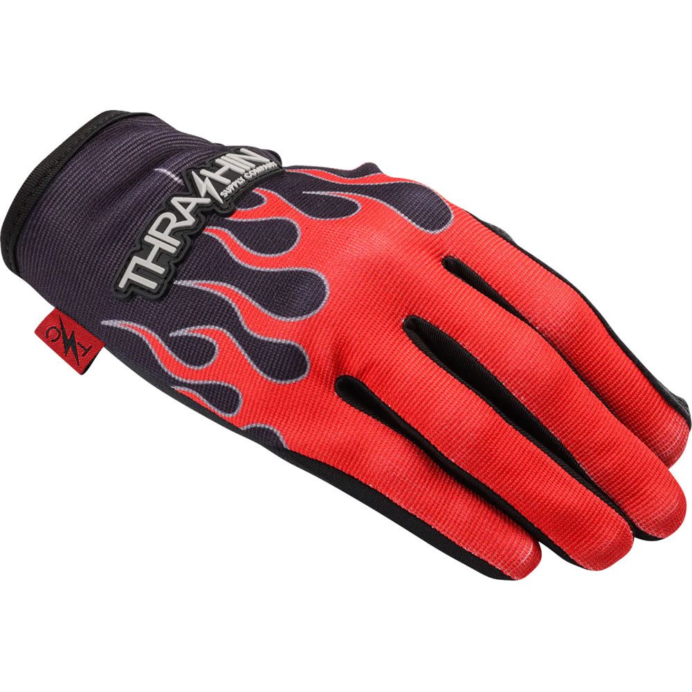 Thrashin Supply グローブ レッド チェッカー　XL Thrashin Supply Stealth Gloves Leather Palm - Red Flames - Get