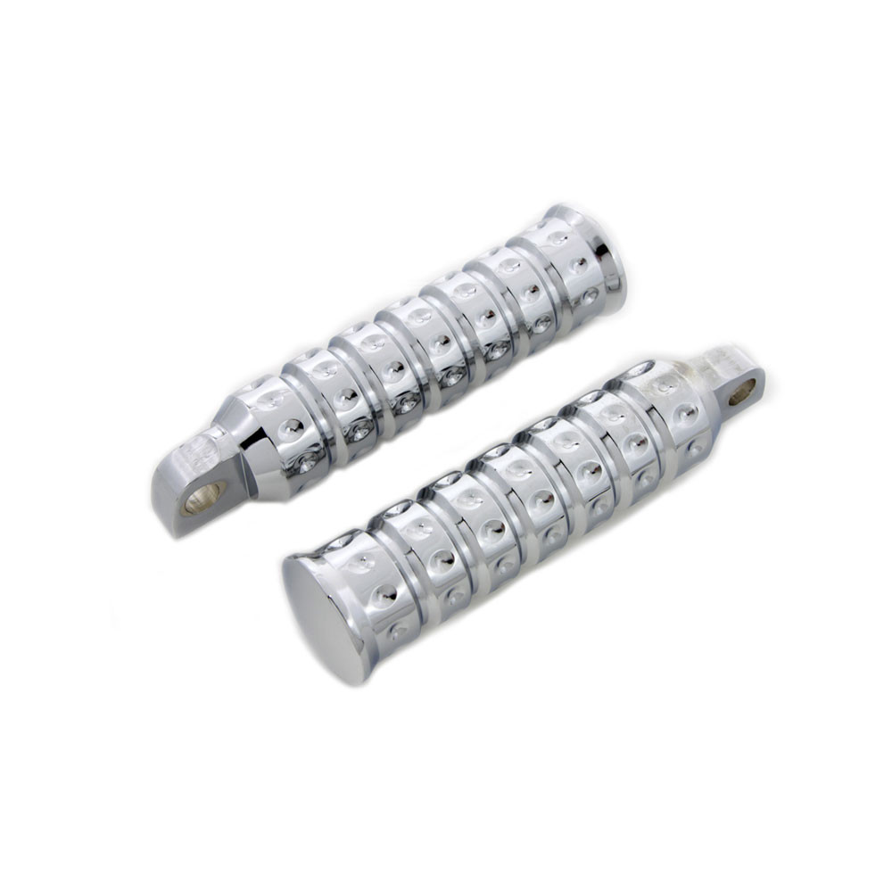 VTwin Chrome Micro Grooved Foot Pegs for Harley Get Lowered Cycles